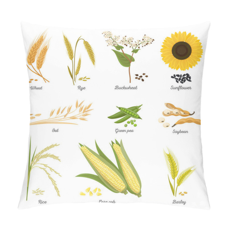 Personality  Stems Of Wheat And Rye, Sunflower And Pea Food Pillow Covers