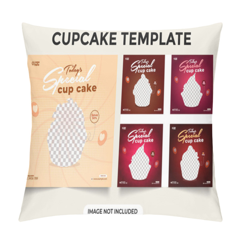 Personality  Cupcake Bundle Social Media Post. Special Cupcake Bundle Social Media Banner. Dessert Template With A Dark Red Background And Could Effect . Delicious Dessert Flyer. Instagram Banner Design Template Pillow Covers