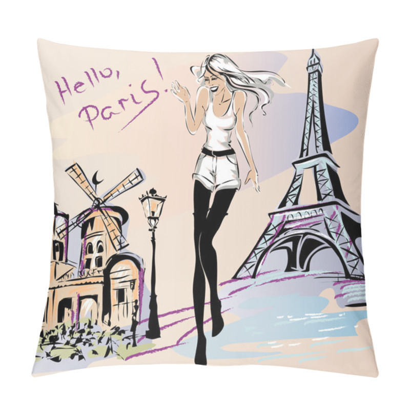 Personality  Fashion Girl In Paris Pillow Covers