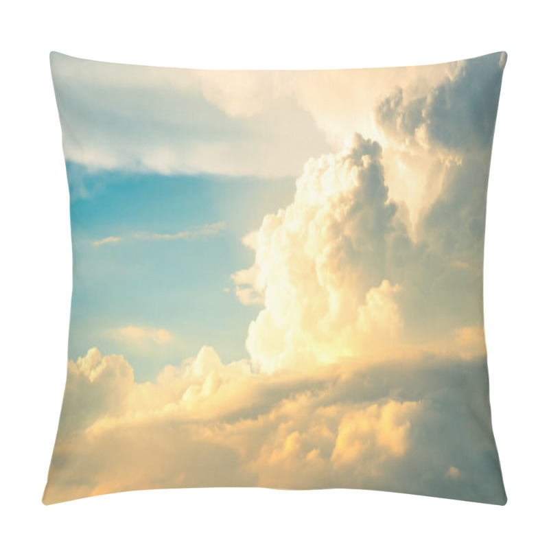 Personality  Beautiful Motion Blur Cloud Shape On Blue Sky In Sunset Time Pillow Covers