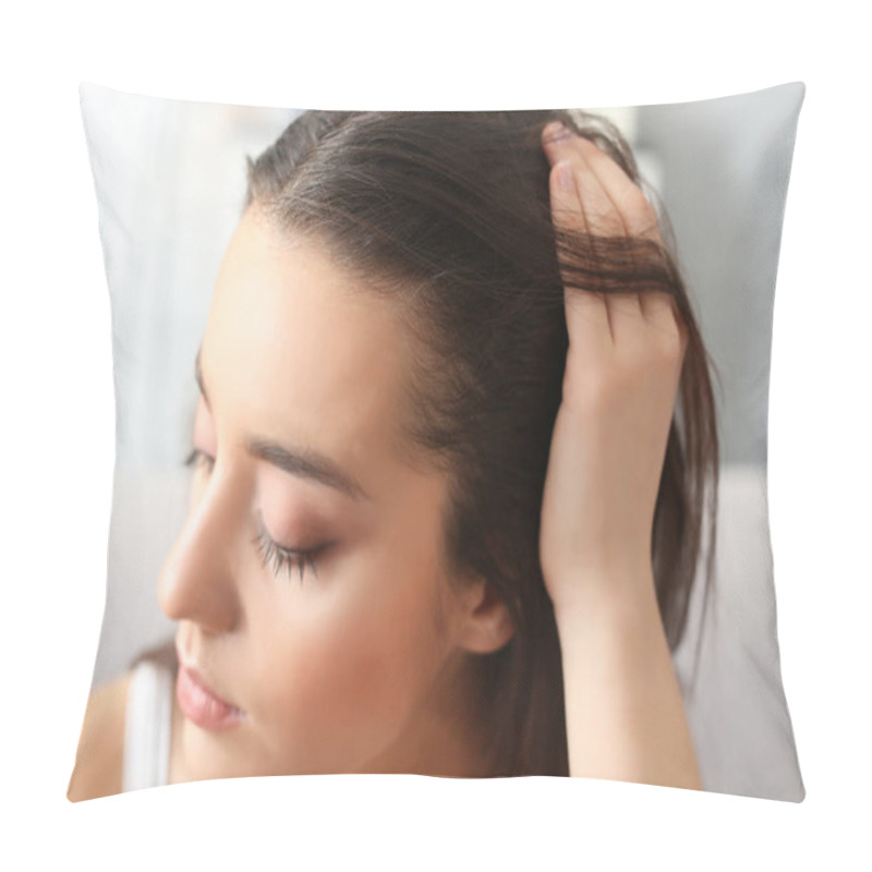 Personality  Woman With Hair Loss Problem  Pillow Covers