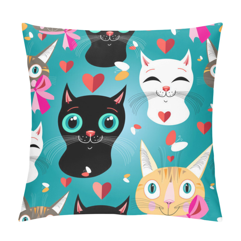 Personality  Pattern Of Portraits Of Cats Pillow Covers