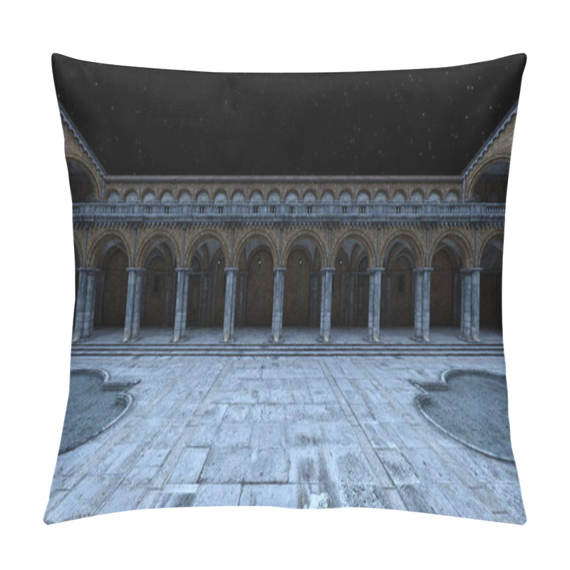 Personality  3D Rendering Of The Courtyard With Fountain Pillow Covers