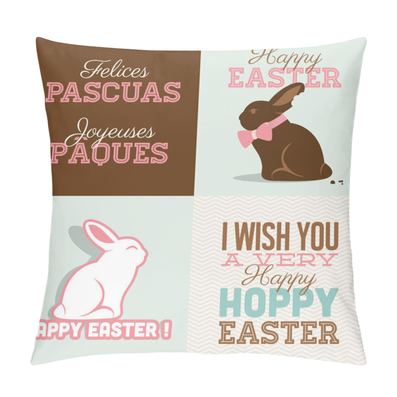 Personality  Happy Easter Cards Illustration With Easter Eggs And Bunny Pillow Covers