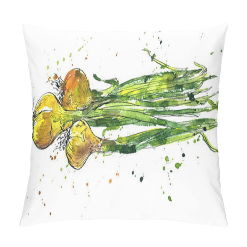 Personality  Hand Drawn Green Onions Pillow Covers