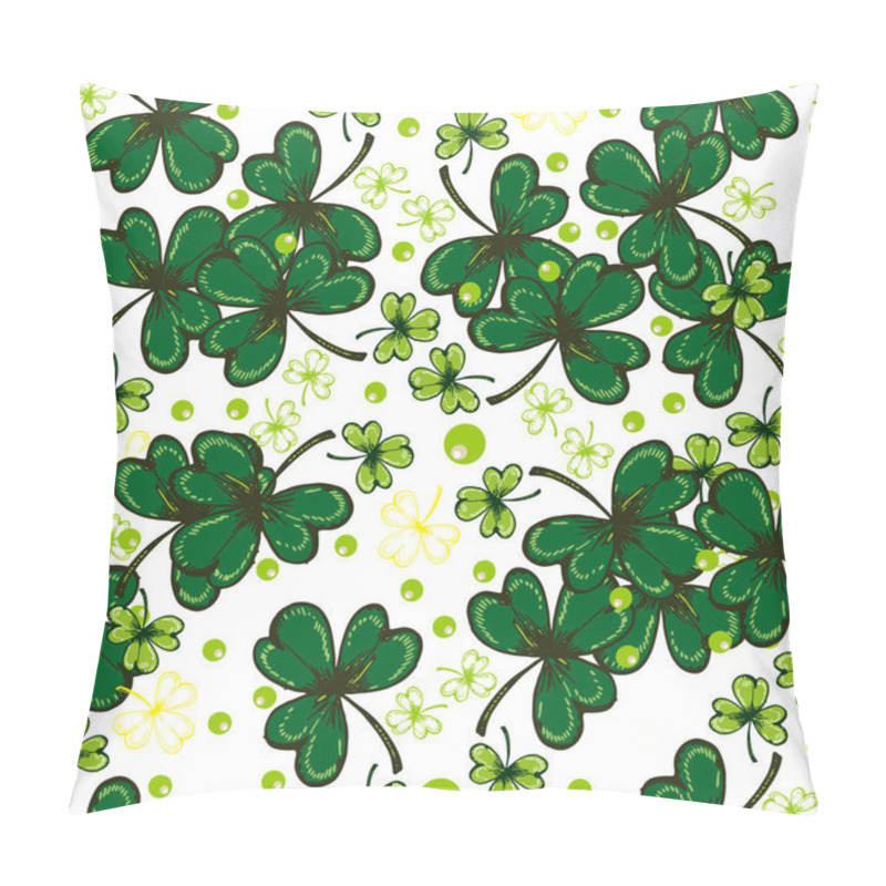 Personality  St. Patrick's Day Background. Vector Seamless Pattern With Irish Symbols Of St. Patrick' S Holiday Such As Green Shamrock Leaves Pillow Covers