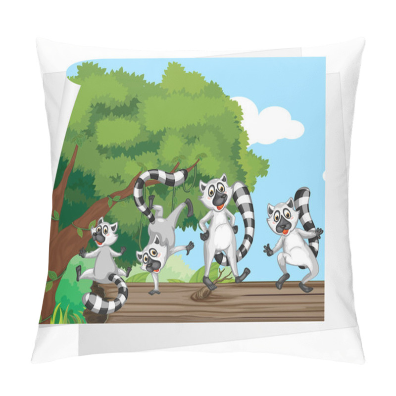 Personality  Lemurs On A Log Pillow Covers