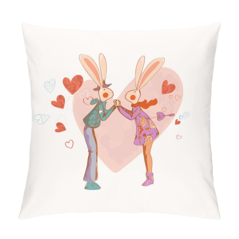 Personality  Rabbits In Love Card Pillow Covers