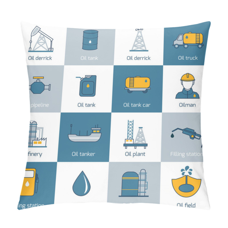 Personality  Oil Icons Flat Line Pillow Covers