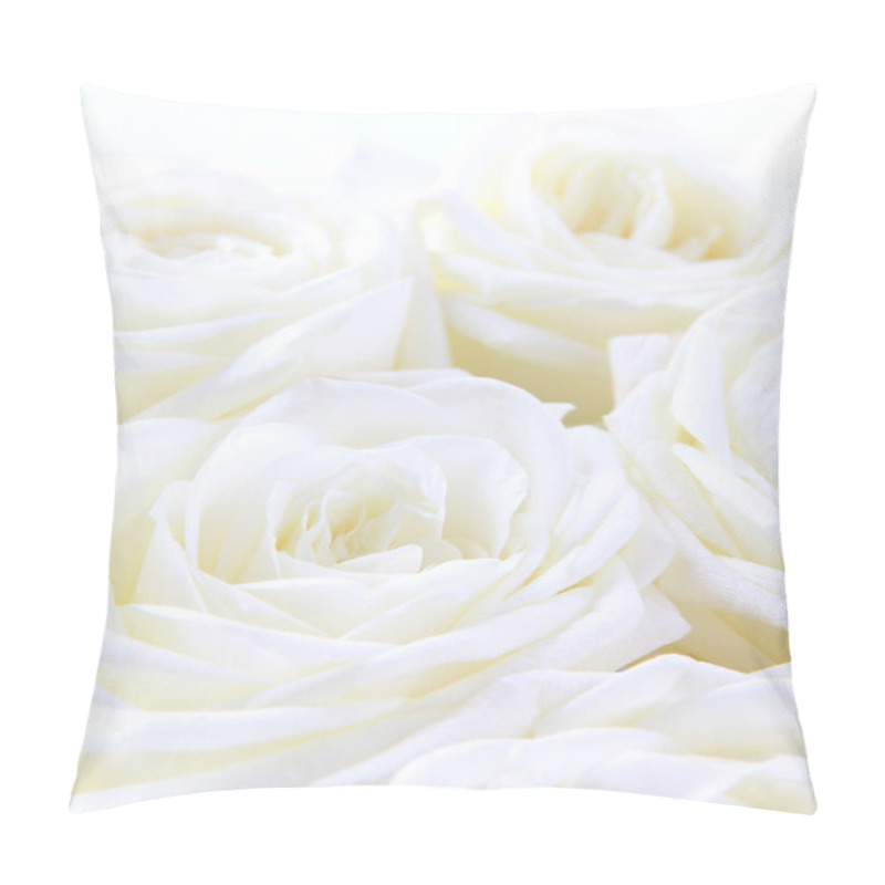 Personality  Beautiful White Roses As Wedding Background. Soft Focus.  Pillow Covers