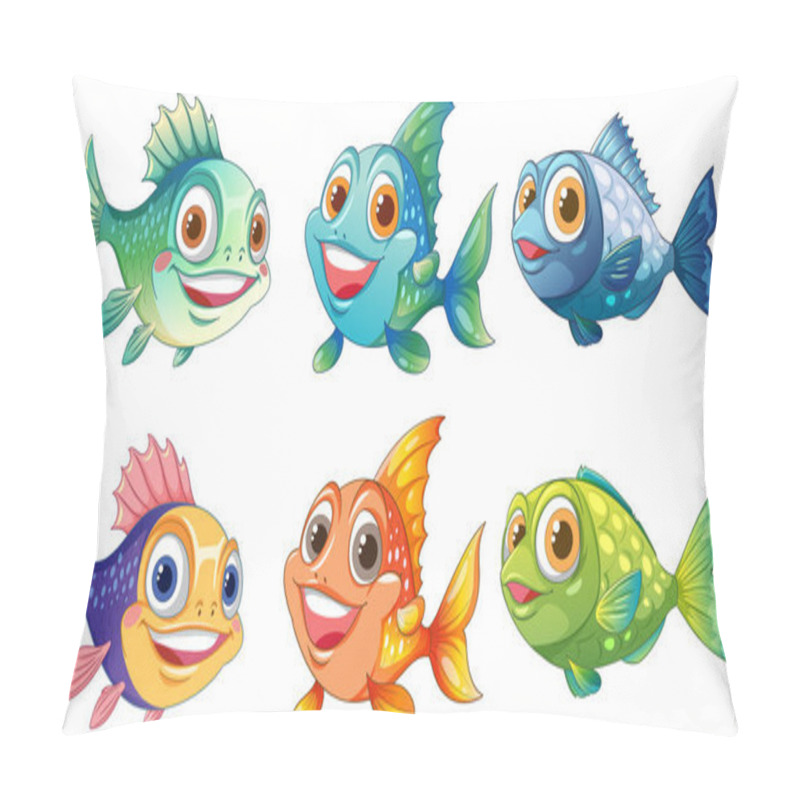 Personality  Vibrant Fish Illustrations With Cheerful Expressions Pillow Covers