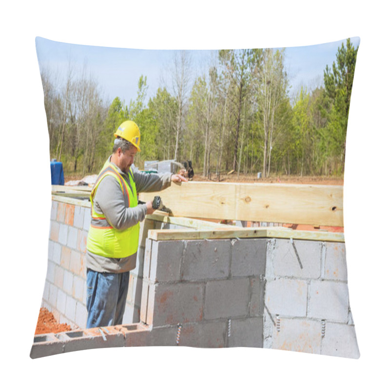 Personality  Working With An Air Nail Hammer, Framing Contractor Nails Wooden Beams Pillow Covers