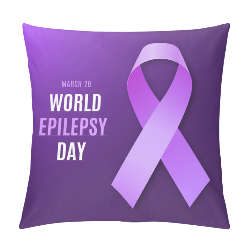 Personality  World Epilepsy Day. Purple Ribbon On Bright Dark Violet Background. Epilepsy Solidarity Symbol. Vector Illustration.illustration. Pillow Covers