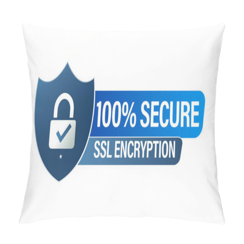 Personality  100% Secure, SSL Encryption Vector Icon With Padlock, Secure Paymednt Abstract. Blue In Color Pillow Covers