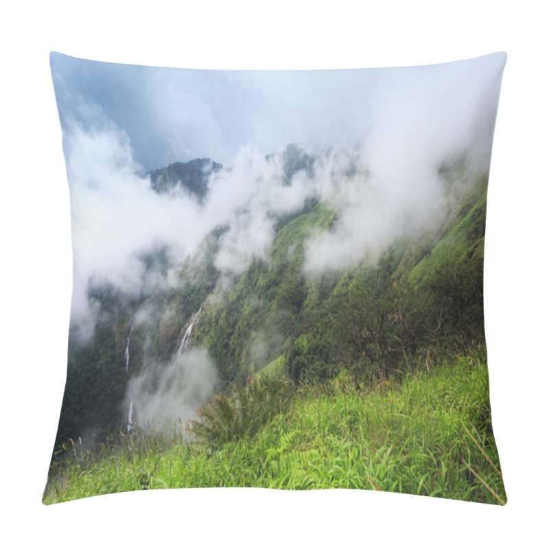 Personality  Beautiful Sea Fog In Morning Time At The Top Of Mountain Pillow Covers