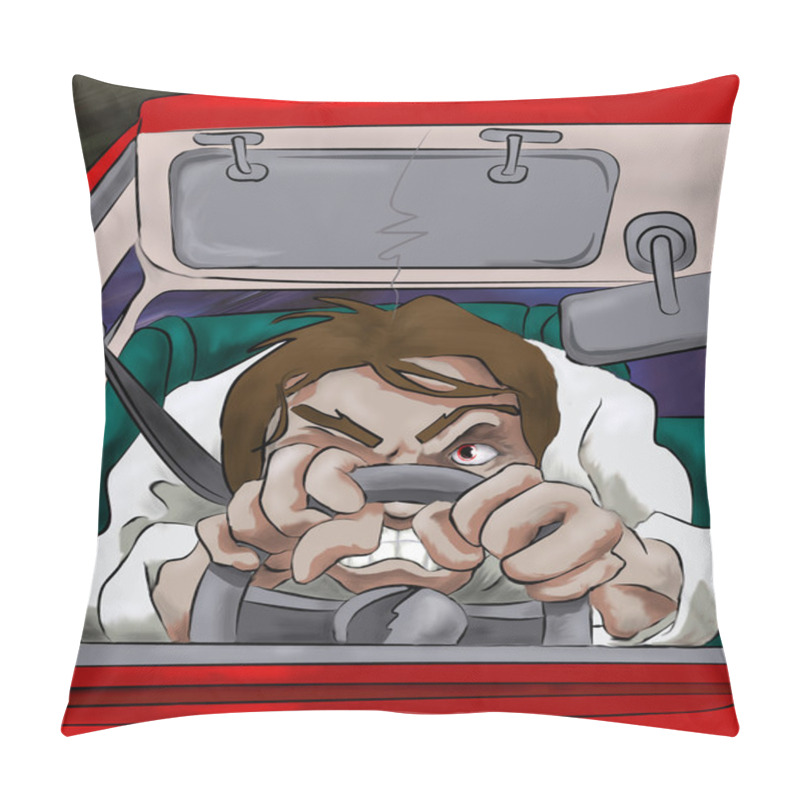 Personality  Road Rage Illustration Pillow Covers