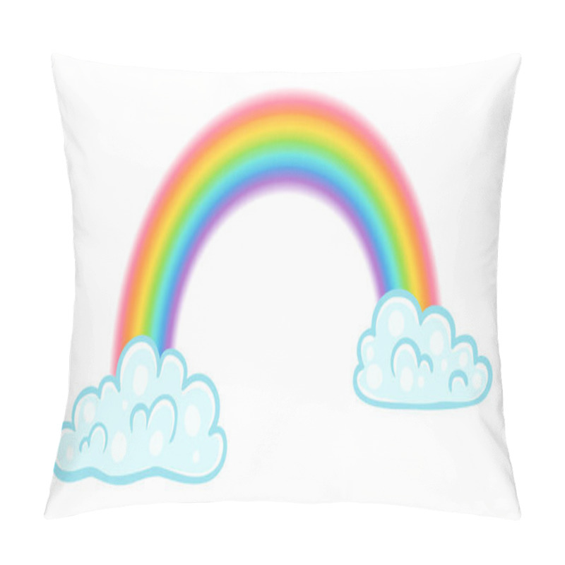 Personality  Vector Illustration Of A Rainbow With Clouds In Kawaii Style. Vector Clouds With Rainbow On Isolated Background. Pillow Covers