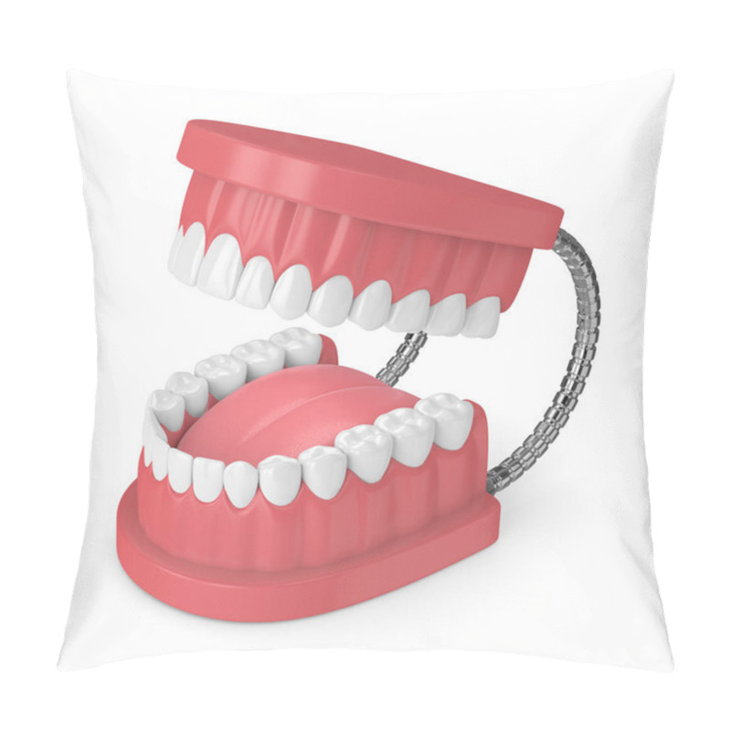 Personality  3d Render Of Jaw Model With Teeth Over White Pillow Covers