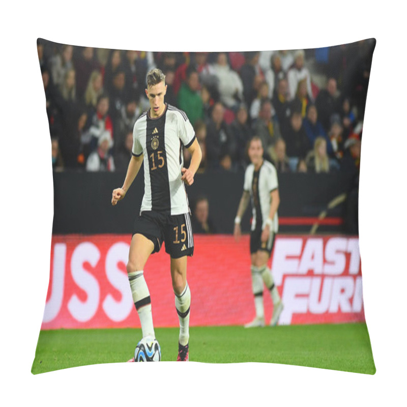 Personality  MAINZ, GERMANY - 25.03.23: Nico Schlotterbeck. The Football Match Between Germany Vs Peru At MEWA Arena Pillow Covers