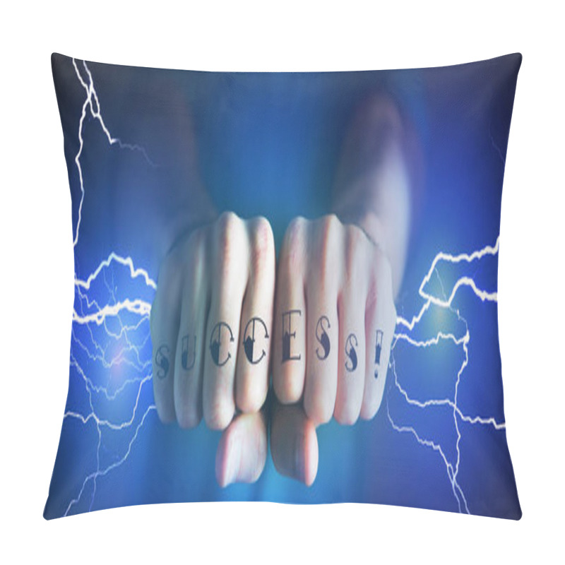 Personality  Strong Tattooed Hands Catching Thunders Bolt - Power Concept Pillow Covers