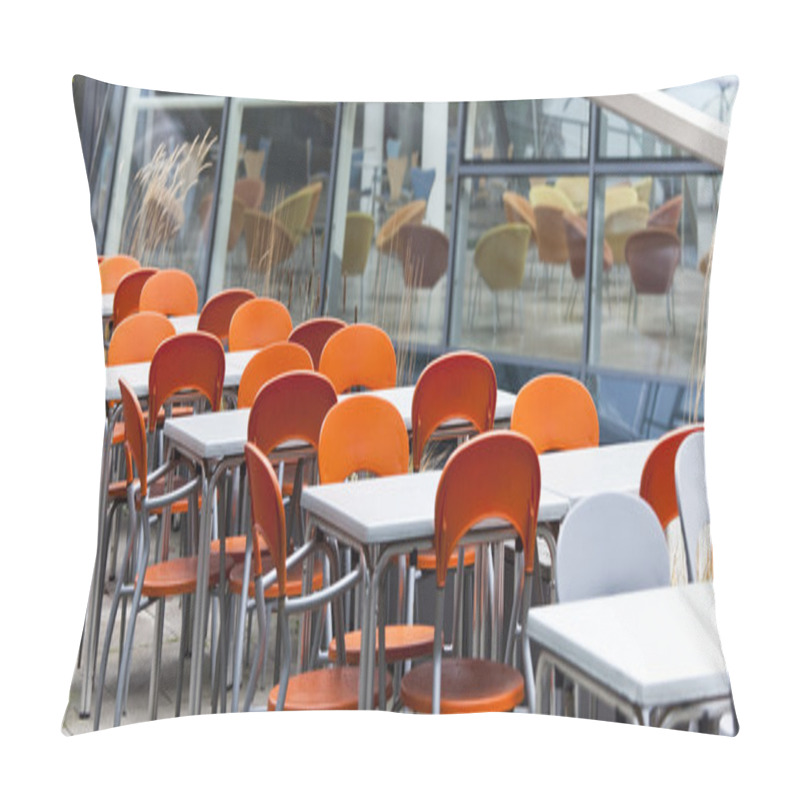 Personality  Empty Dining Tables In The Street Pillow Covers