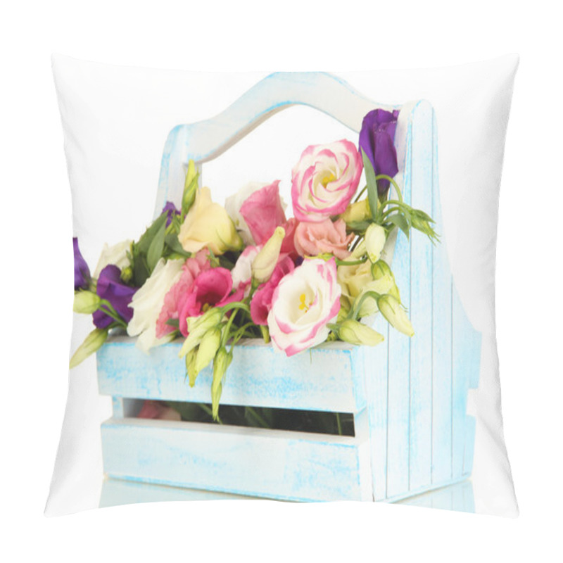 Personality  Bouquet Of Eustoma Flowers In Basket Isolated On White Pillow Covers