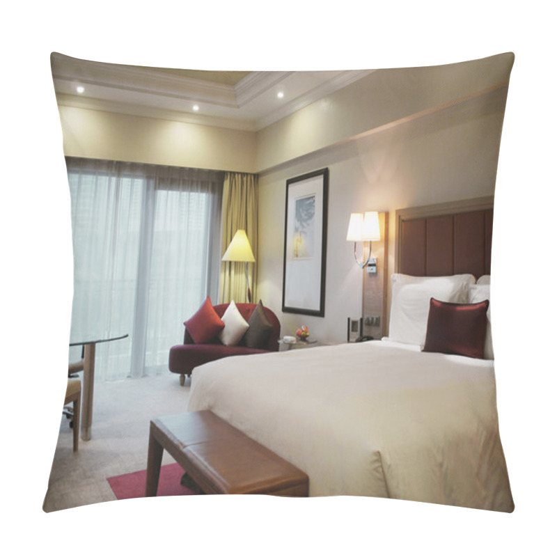 Personality  Interior Of A Hotel Room Pillow Covers