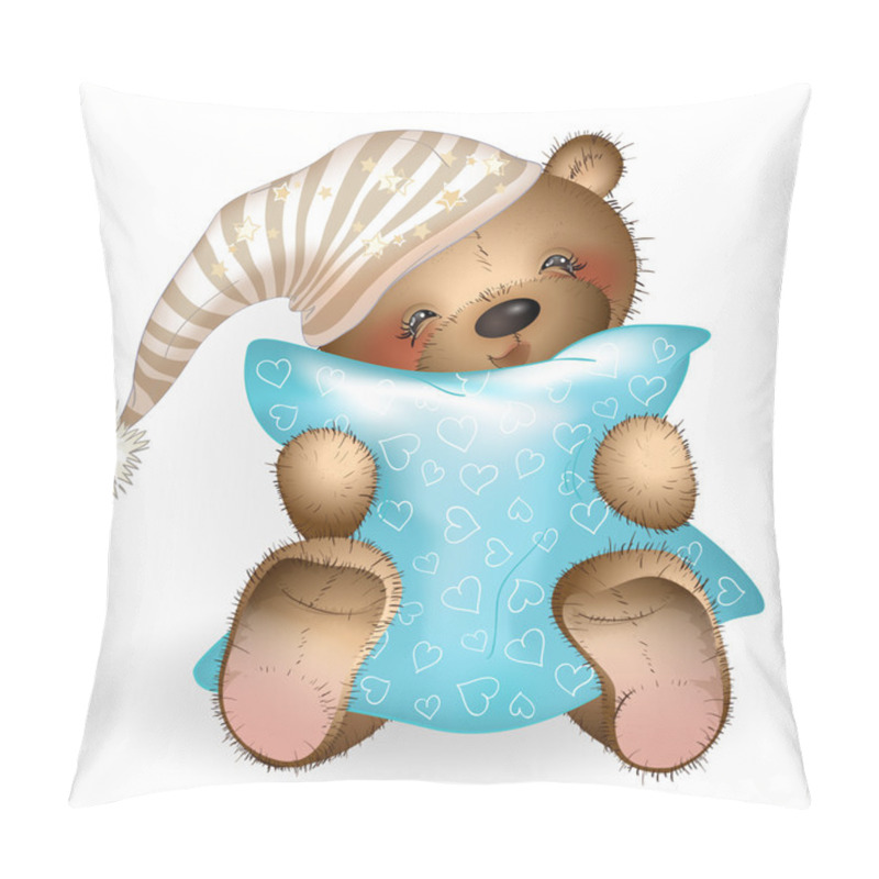 Personality  Happy Teddy Bear Hugging A Pillow 3 Pillow Covers