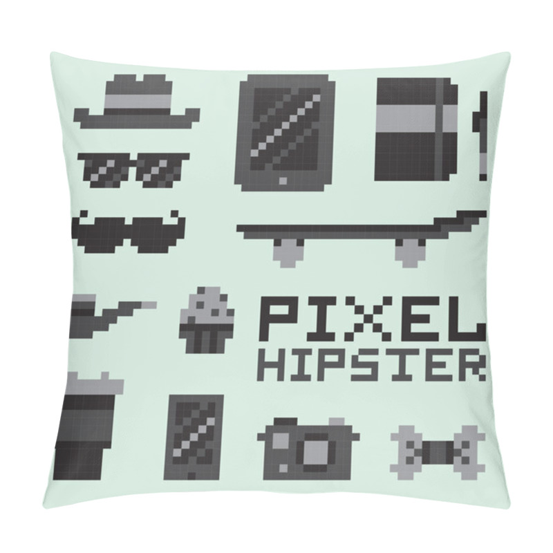 Personality  Pixel Art Hipster Isolated Vector Set Pillow Covers