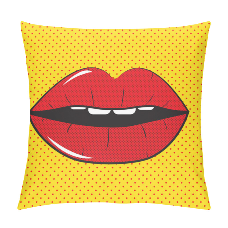 Personality  Open Red Lips Pop Art Background Vector Pillow Covers