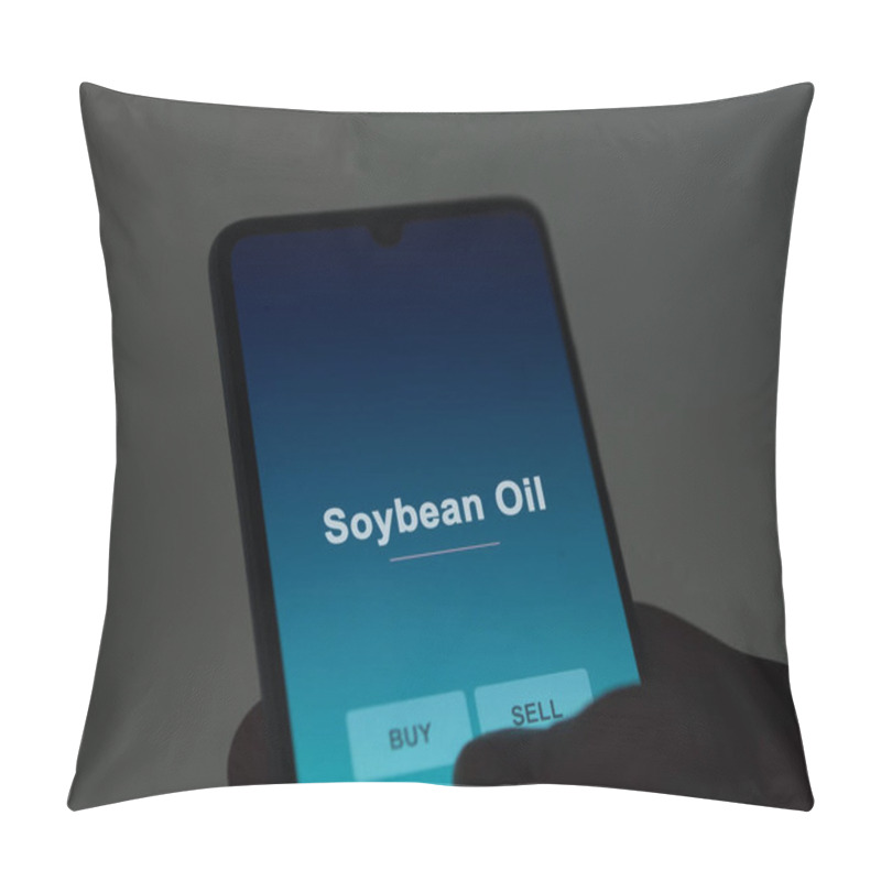 Personality  An Investor Analyzing The Soybean Oil Etf Fund On A Screen. A Phone Shows The Prices Of Soybean Oil Pillow Covers