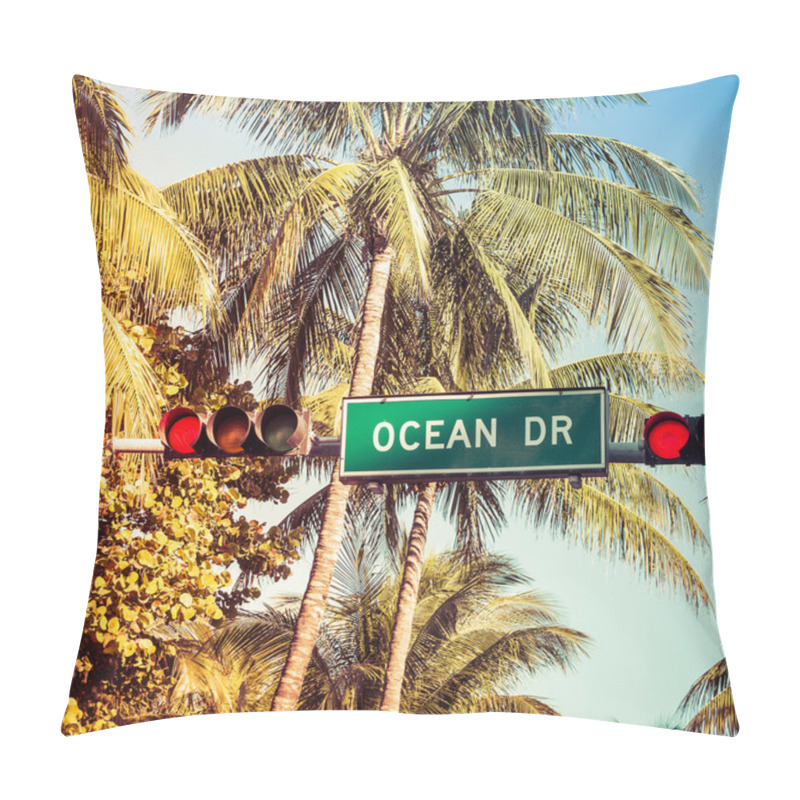 Personality  Ocean Drive Street Sign Pillow Covers