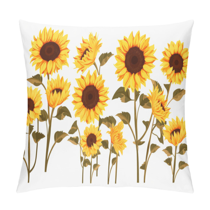 Personality  Sunflowers Vector Flat Minimalistic Isolated Vector Style Illustration Pillow Covers