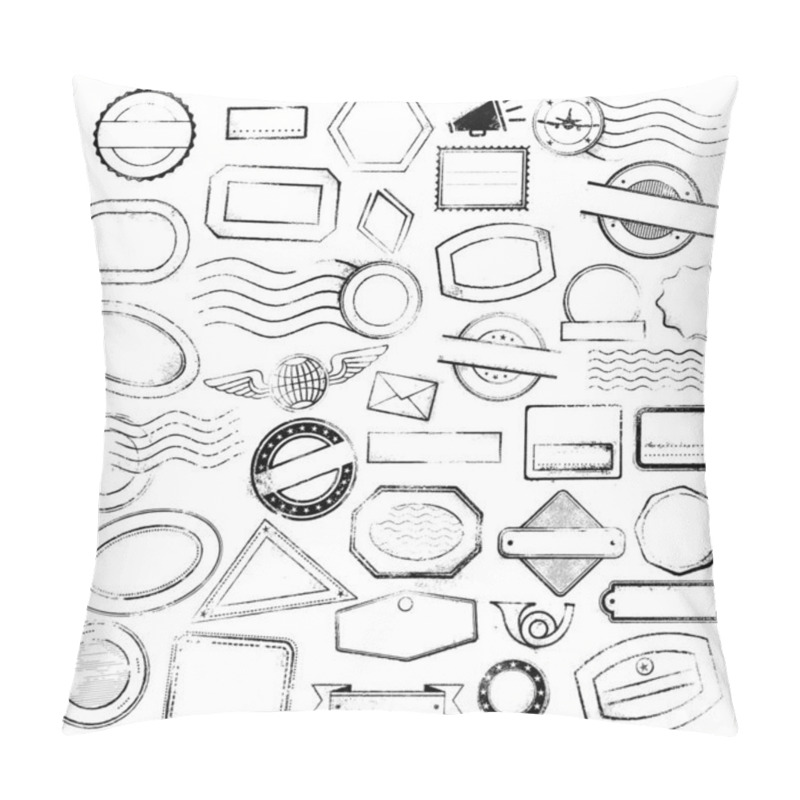 Personality  Set Of Postal Stamps And Postmarks, Isolated On White Background Pillow Covers