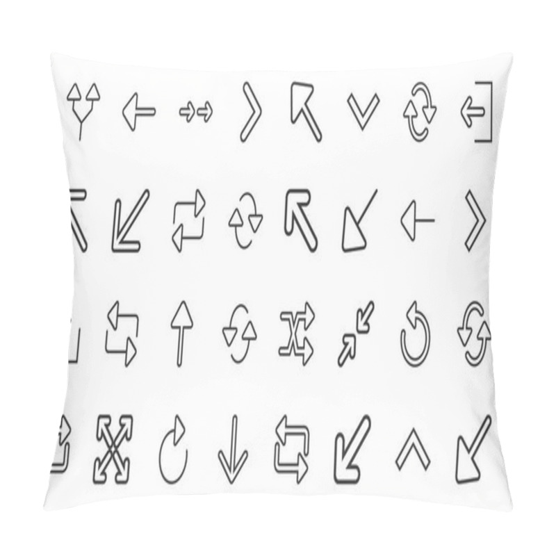 Personality  Set Of 32 Arrows Thin Outline Icons Such As Diagonal Arrow, Diagonal Arrow, Arrow, Reload, Reload, Diagonal Pillow Covers