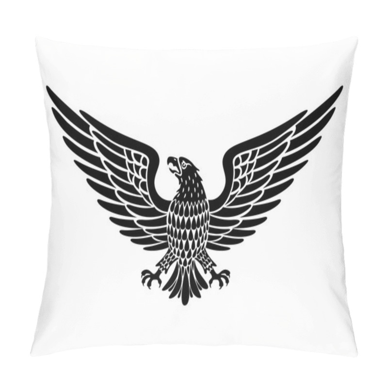 Personality  Detailed Hand Drawn Eagle Holding Scroll Vector Pillow Covers