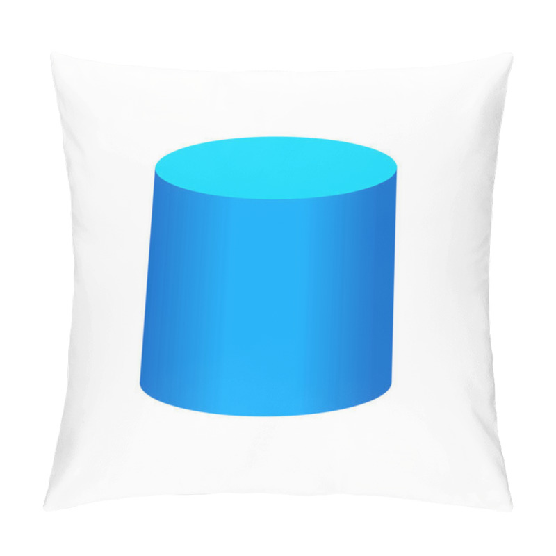 Personality  Blue Cylinder Basic Simple 3d Shapes Isolated On White Background, Geometric Cylinder Icon, 3d Shape Symbol Cylinder, Clip Art Geometric Cylinder Shape For Kids Learning Pillow Covers