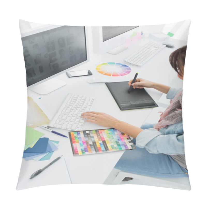 Personality  Artist Drawing Something On Graphic Tablet Pillow Covers