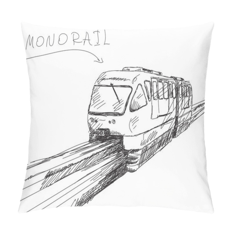 Personality  Monorail Train Sketch Pillow Covers