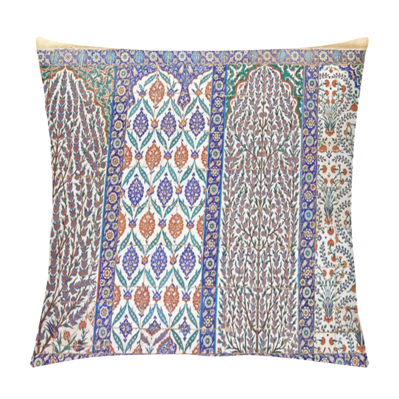 Personality  30.12.2009 ISTANBUL TURKEY.Floral Patterned Tile From Blue Mosque,ancient Ottoman Era. Pillow Covers