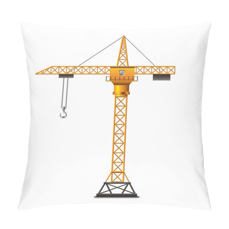 Personality  Construction Crane Isolated On White Vector Pillow Covers