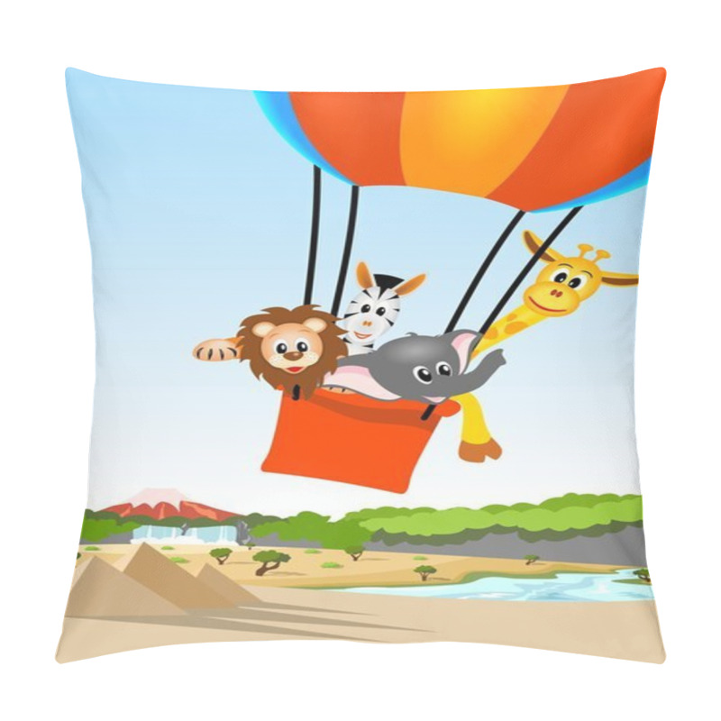 Personality  African Animals In Hot Air Balloon Pillow Covers