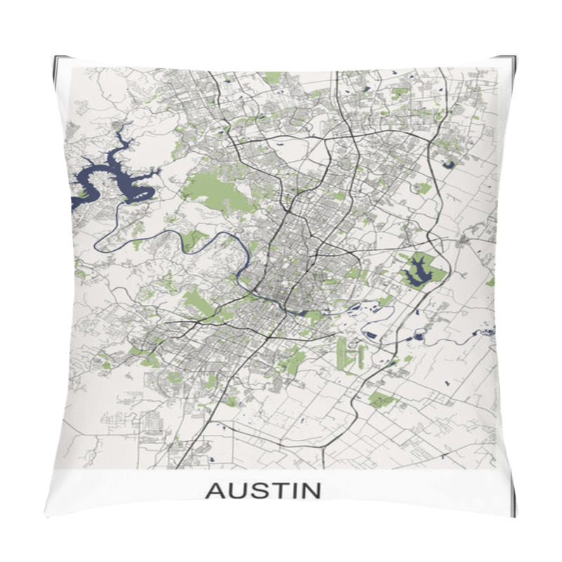 Personality  Map Of The City Of Austin, Texas, USA Pillow Covers