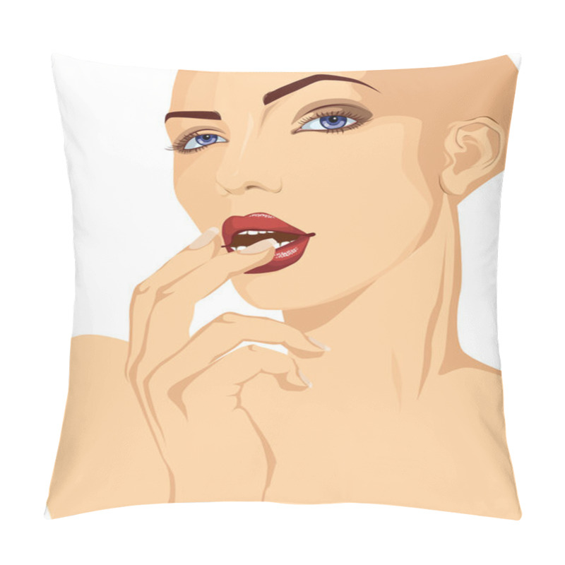 Personality  Pop Art Style Bald Woman Portrait Pillow Covers