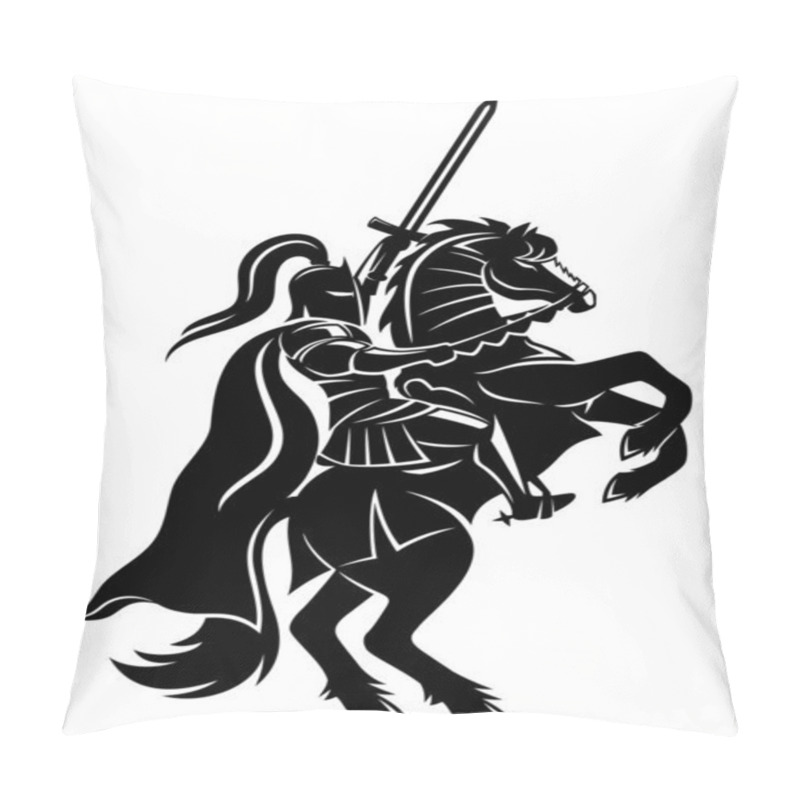 Personality  Ancient Warrior On Horseback On A White Background. Pillow Covers