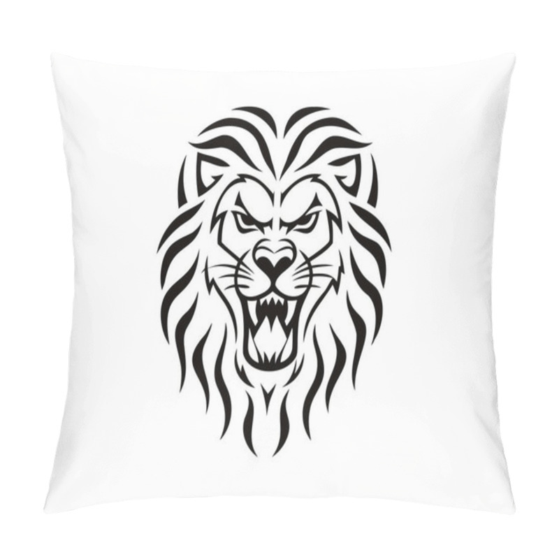 Personality  Fierce Lion Head Tattoo Design - Bold Tribal Art Illustration Pillow Covers