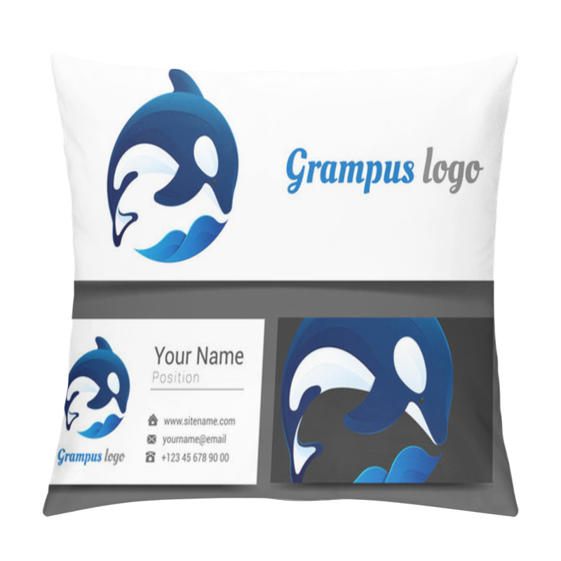 Personality  Grampus Corporate Logo And Business Card Sign Template. Creative Design With Colorful Logotype Visual Identity Composition Made Of Multicolored Element. Vector Illustration Pillow Covers