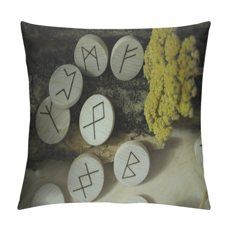 Personality  Scandinavian Wooden Handmade Runes Elder Futhark Pillow Covers