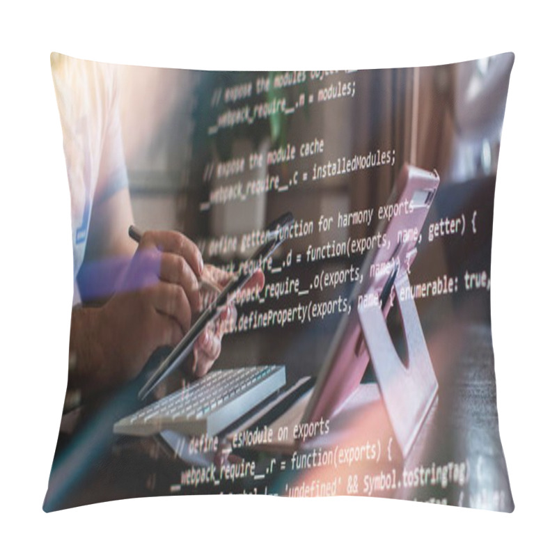 Personality   Hatbot Artificial Coding Coding Background Digital Software Pillow Covers