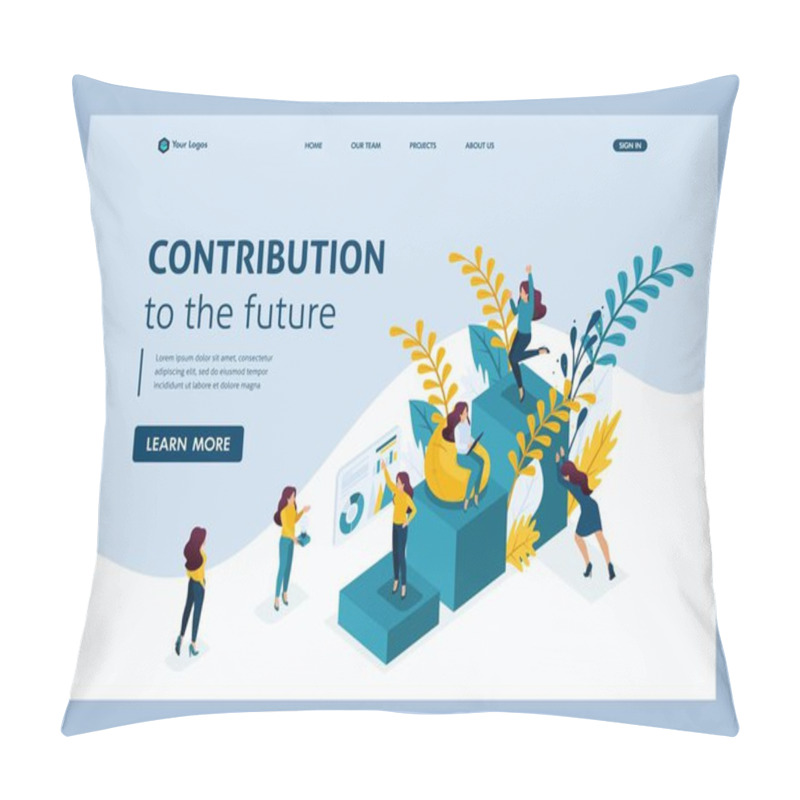 Personality  Isometric Landing Page Contribution To Future Pillow Covers